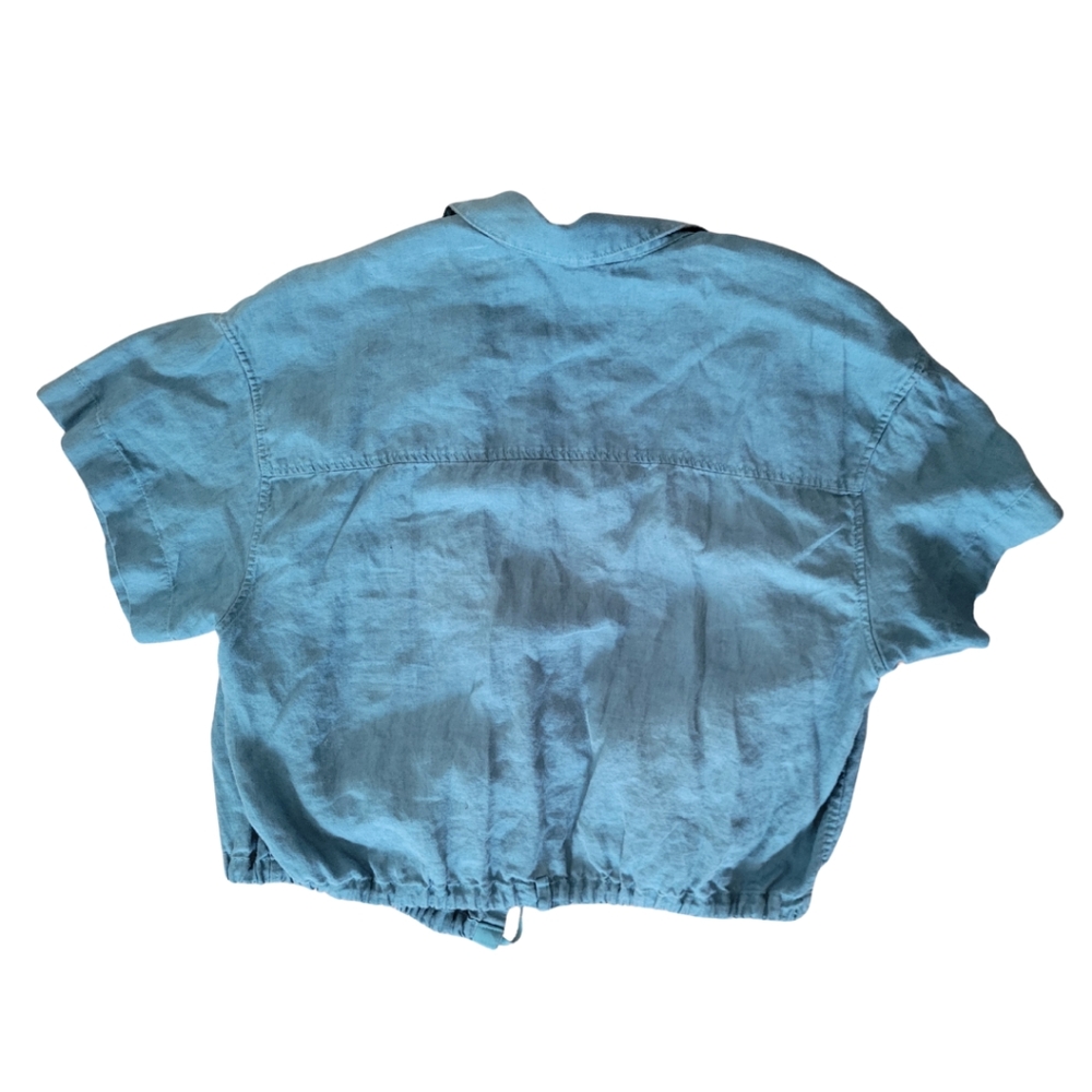 Athleta 100% Linen Wrap Crop Blouse Size 1X - Picture 4 of 9
